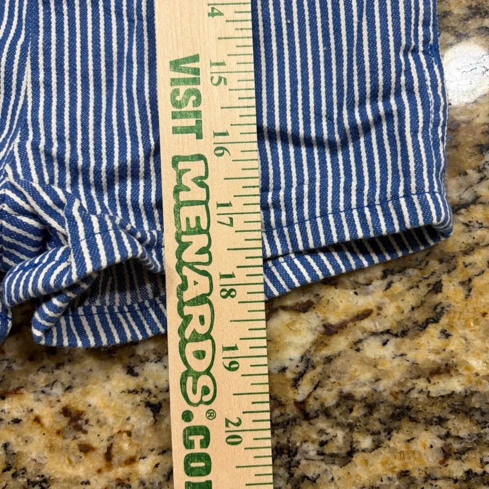 Vintage OshKosh Bgosh Hickory Stripe Overalls Blue White Railroad Shortalls 24M
